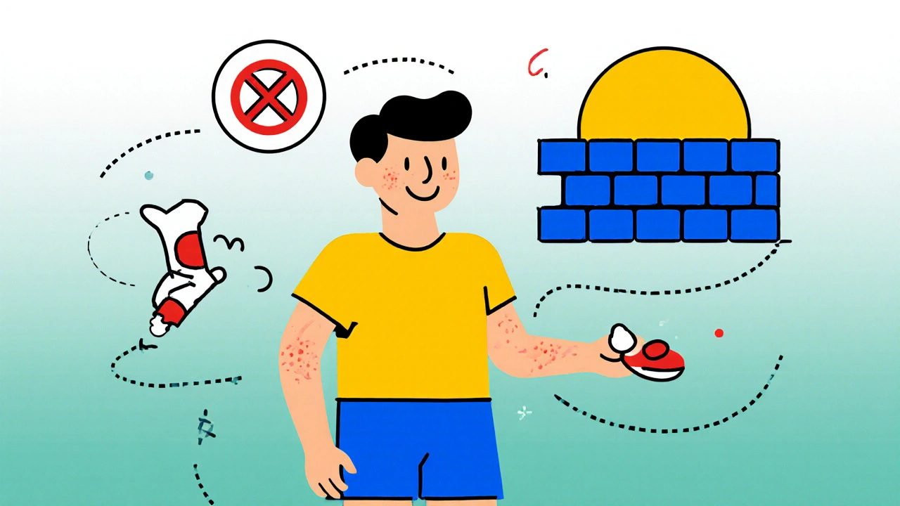 Adolescent au teint net, illustré en style De Stijl, symbolisant les bénéfices du traitement.