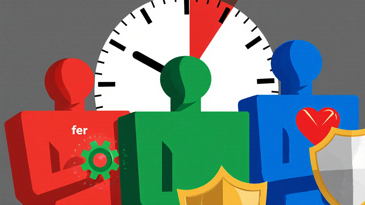 Trois silhouettes géométriques tenants des symboles de fer, acide folique et zinc.