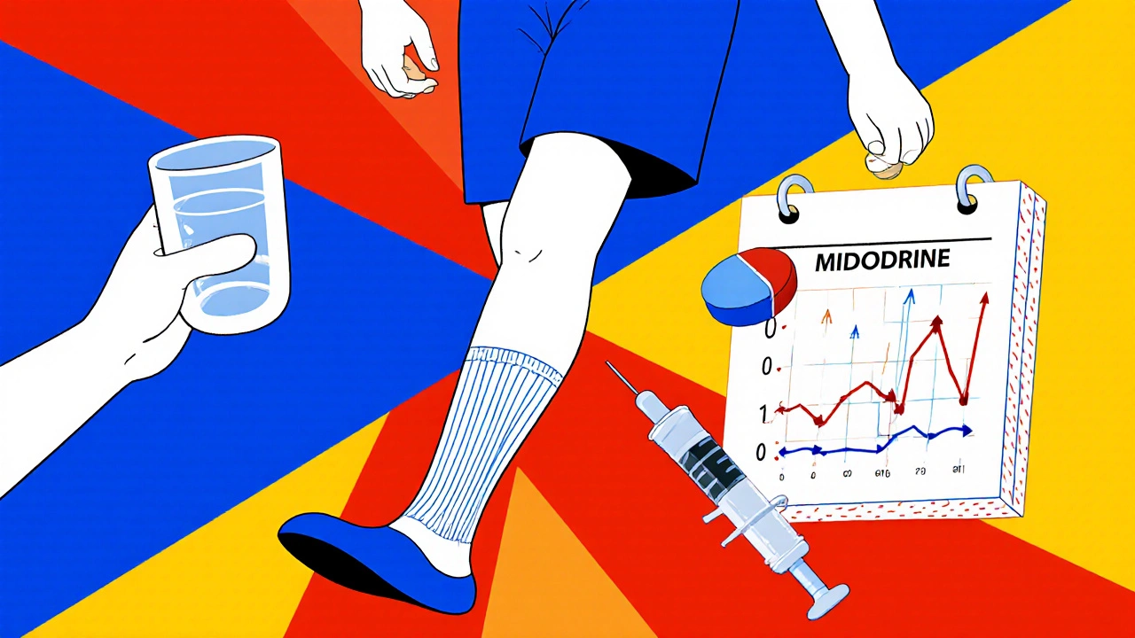 Patient adoptant des alternatives non médicamenteuses et médicamenteuses à Florinef, dans un style géométrique.