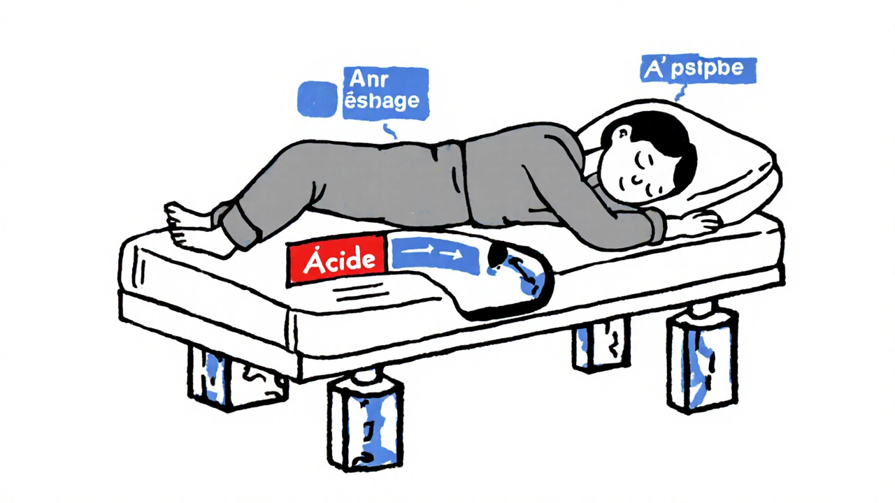 Personne endormie sur le côté gauche, avec un lit incliné pour réduire le reflux.