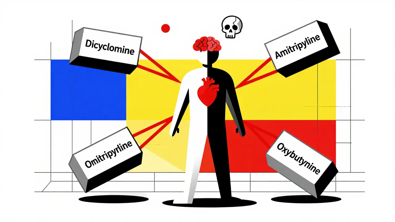 Antispasmodiques : interactions anticholinergiques avec d'autres médicaments