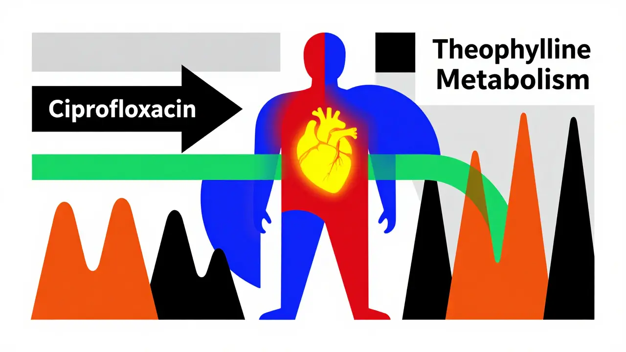 Ciprofloxacine et théophylline : risque accru de toxicité