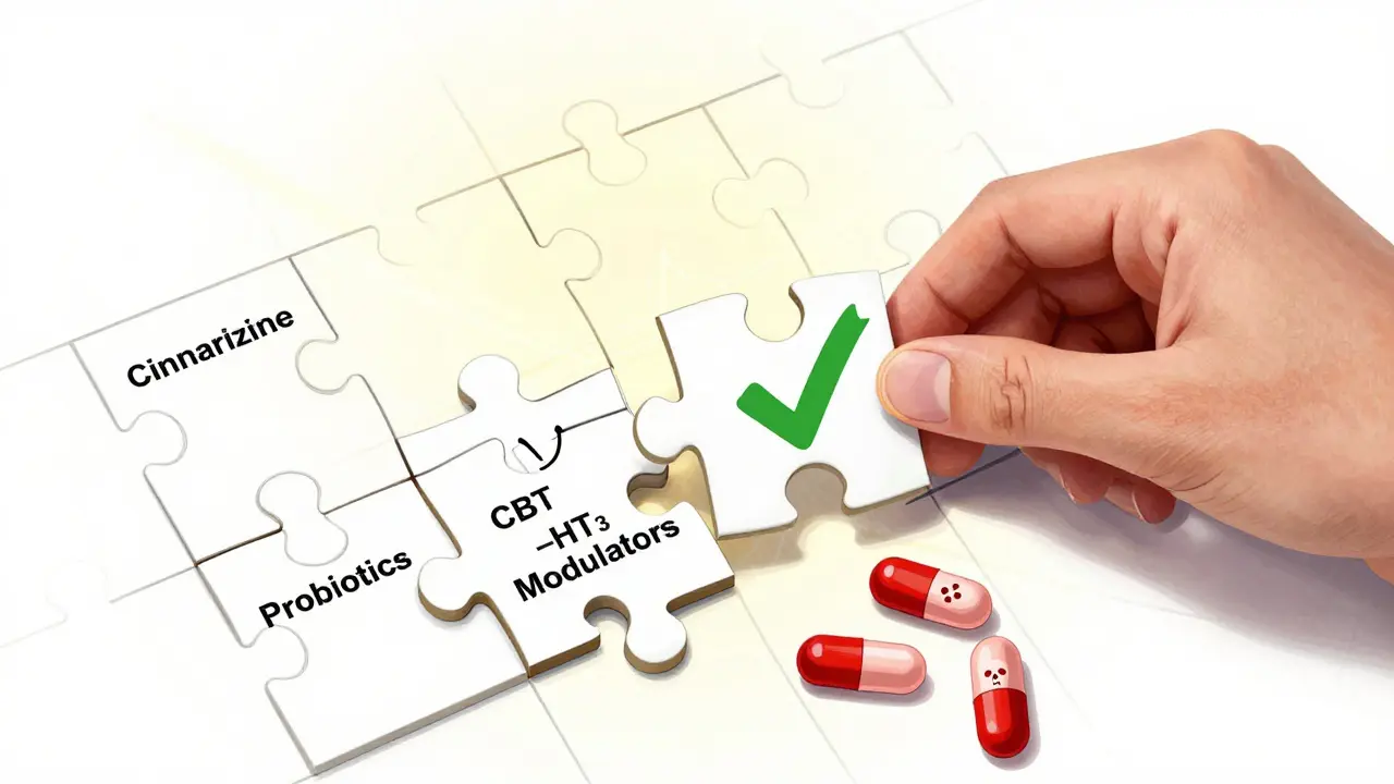 Puzzle médical complété avec des alternatives sûres, tandis que des pilules dangereuses tombent dans le vide.