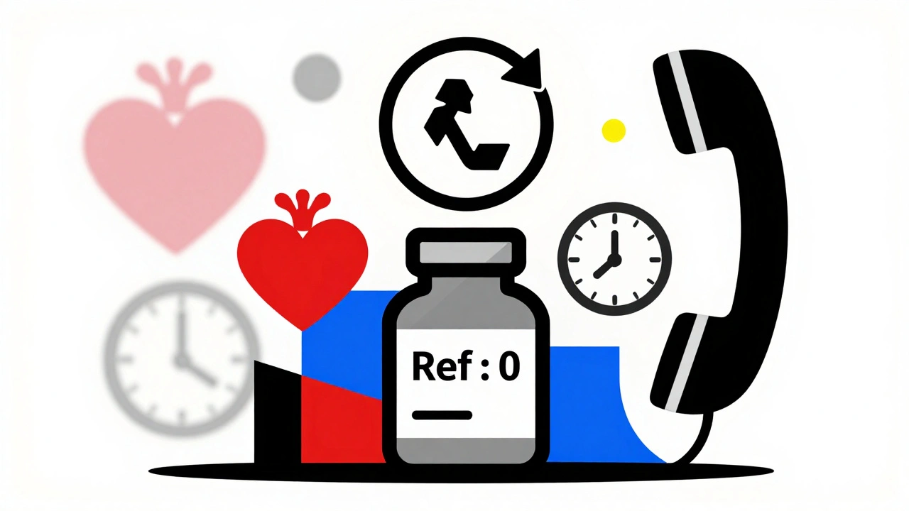 Symbole de renouvellement circulaire au-dessus d&#039;une bouteille avec &#039;Ref : 0&#039;.