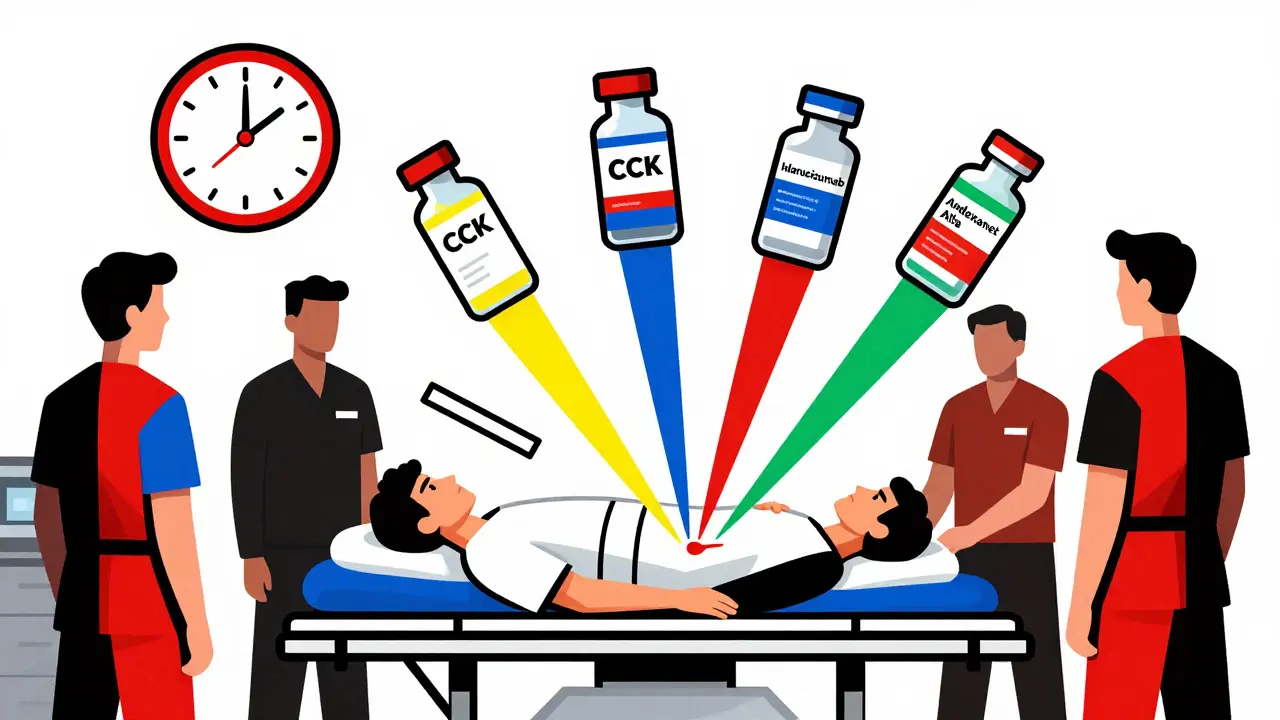 Agents de reversal des anticoagulants : Idarucizumab, Andexanet Alfa, CCK et vitamine K
