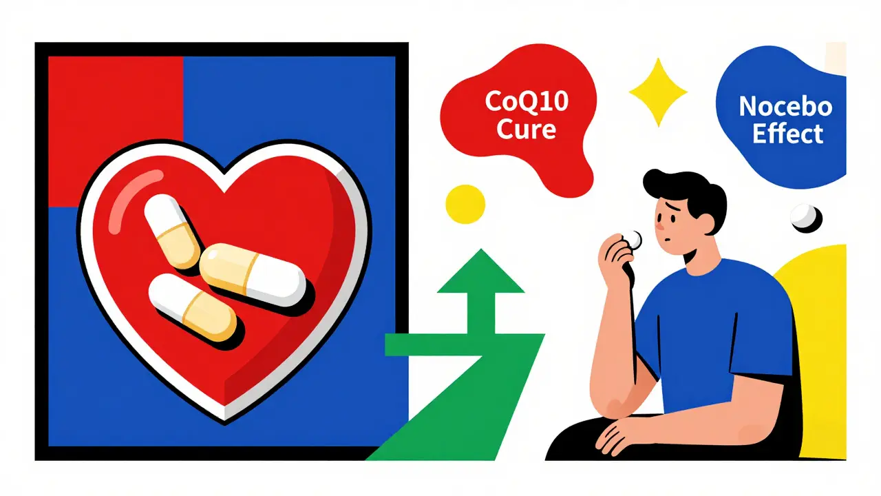 Comparaison stylisée entre bénéfices des statines et mythes courants, en formes géométriques primaires.