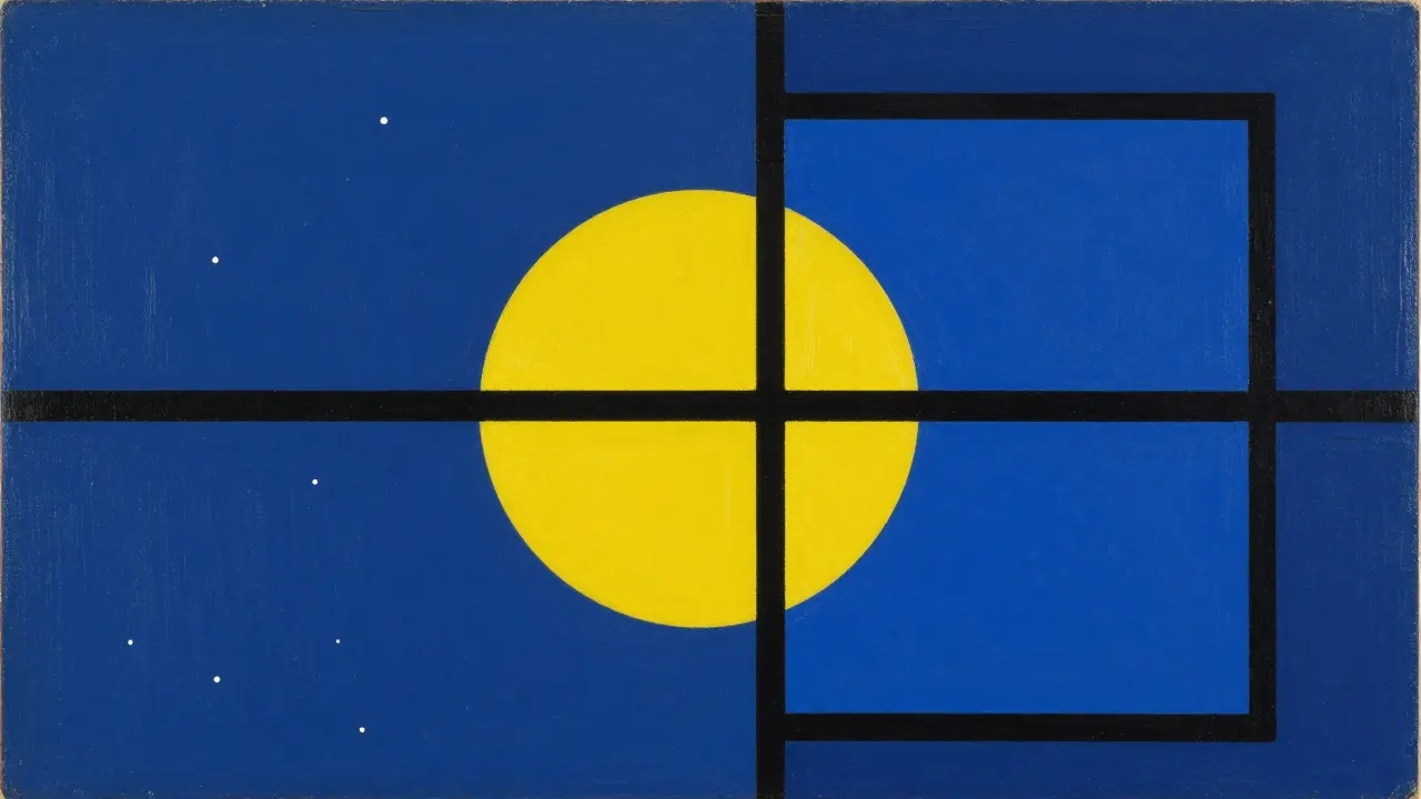 Composition géométrique De Stijl symbolisant la malabsorption et la fibrose pancréatique.