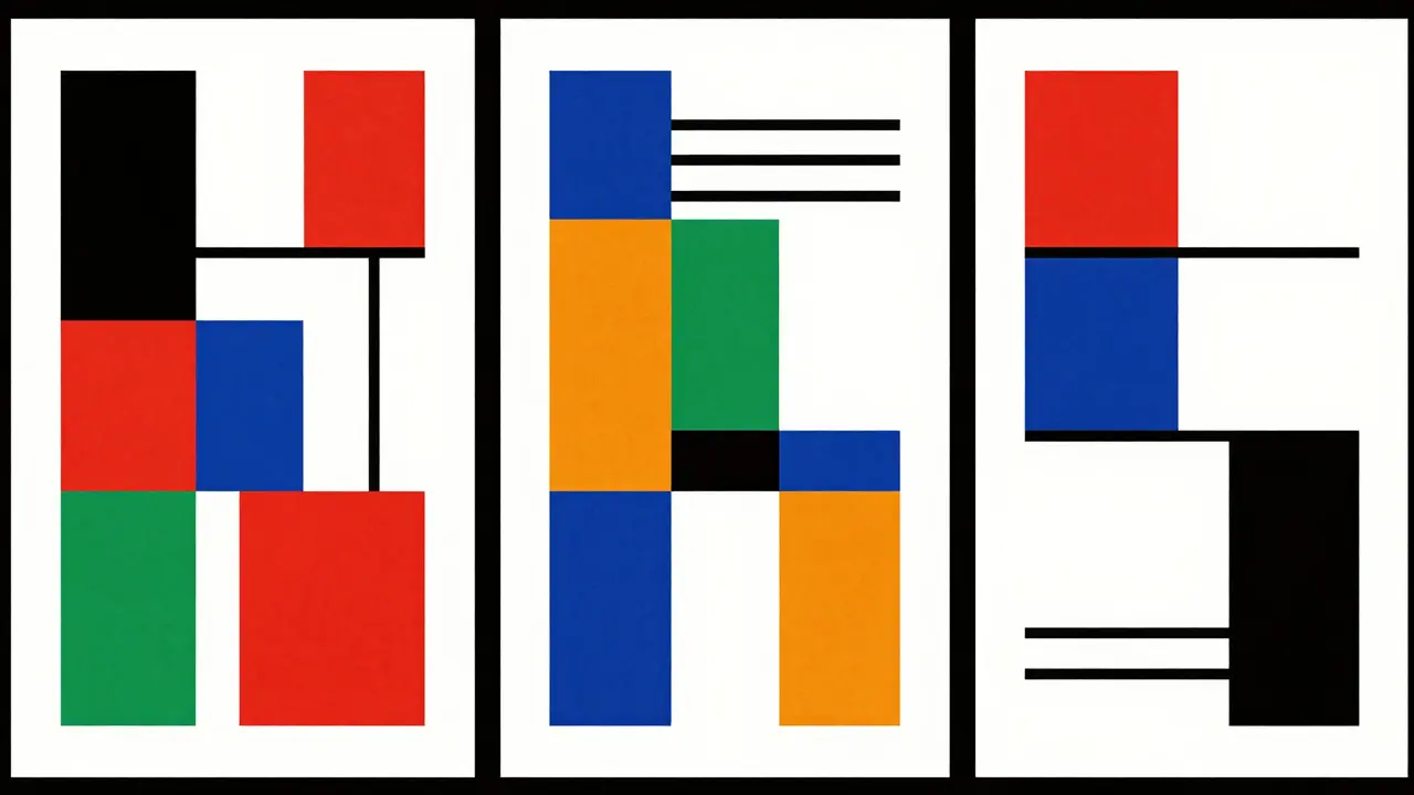 Représentation abstraite De Stijl des différents types de métaboliseurs génétiques.