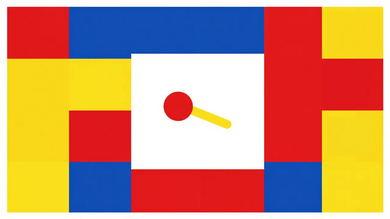 Représentation minimaliste style De Stijl d'un repas fractionné et de suppléments enzymatiques.