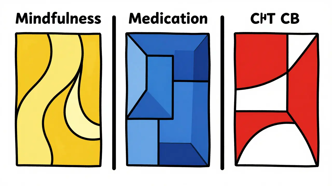 Comparaison visuelle des approches thérapeutiques pour l'anxiété