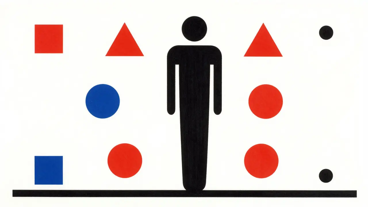 Illustration De Stijl de l'ancrage sensoriel avec formes colorées