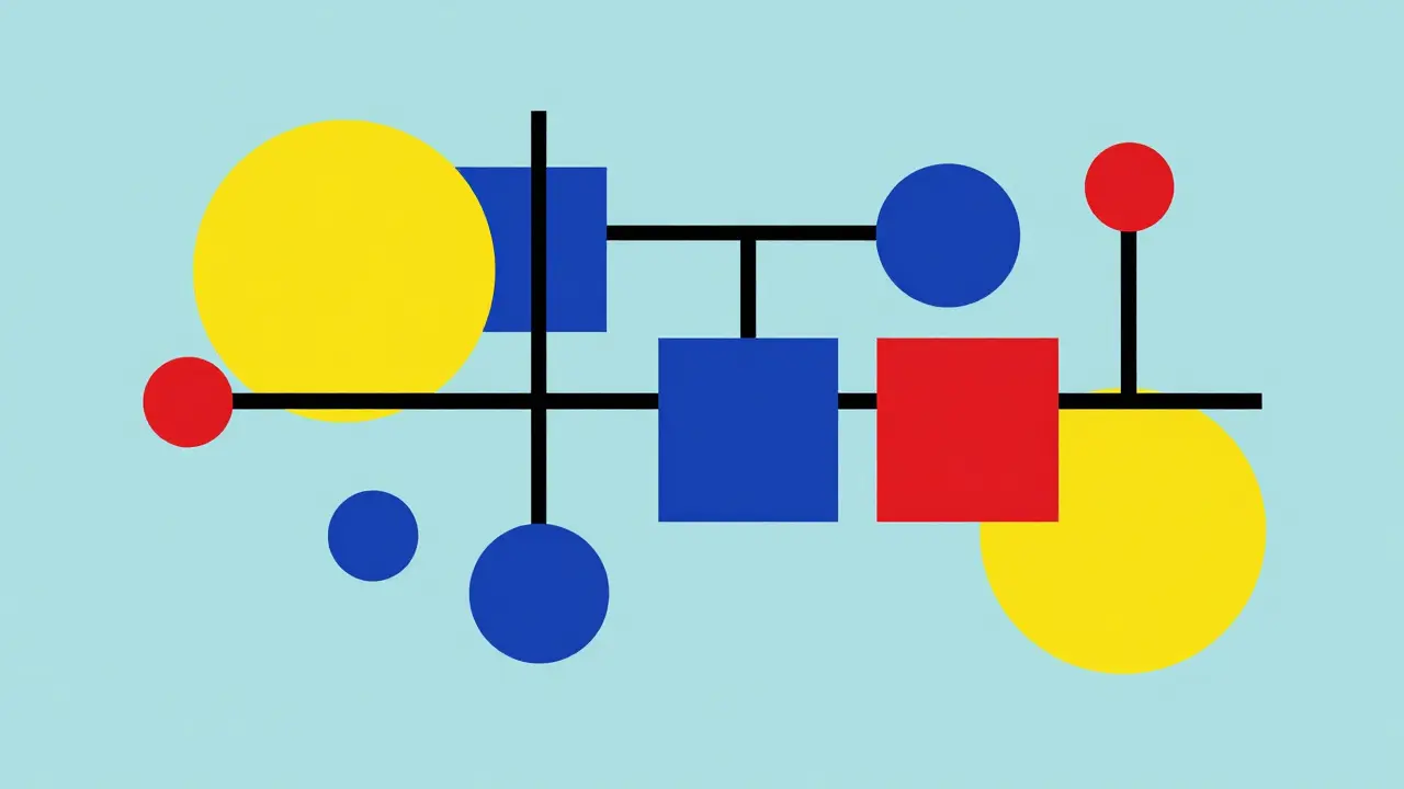 Technologie blockchain et données de stabilité en style De Stijl moderne