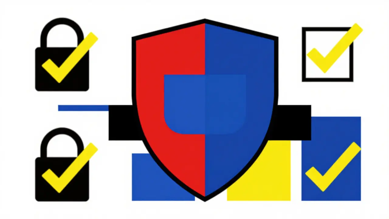 Bouclier abstrait De Stijl symbolisant la sécurité des pharmacies en ligne vérifiées