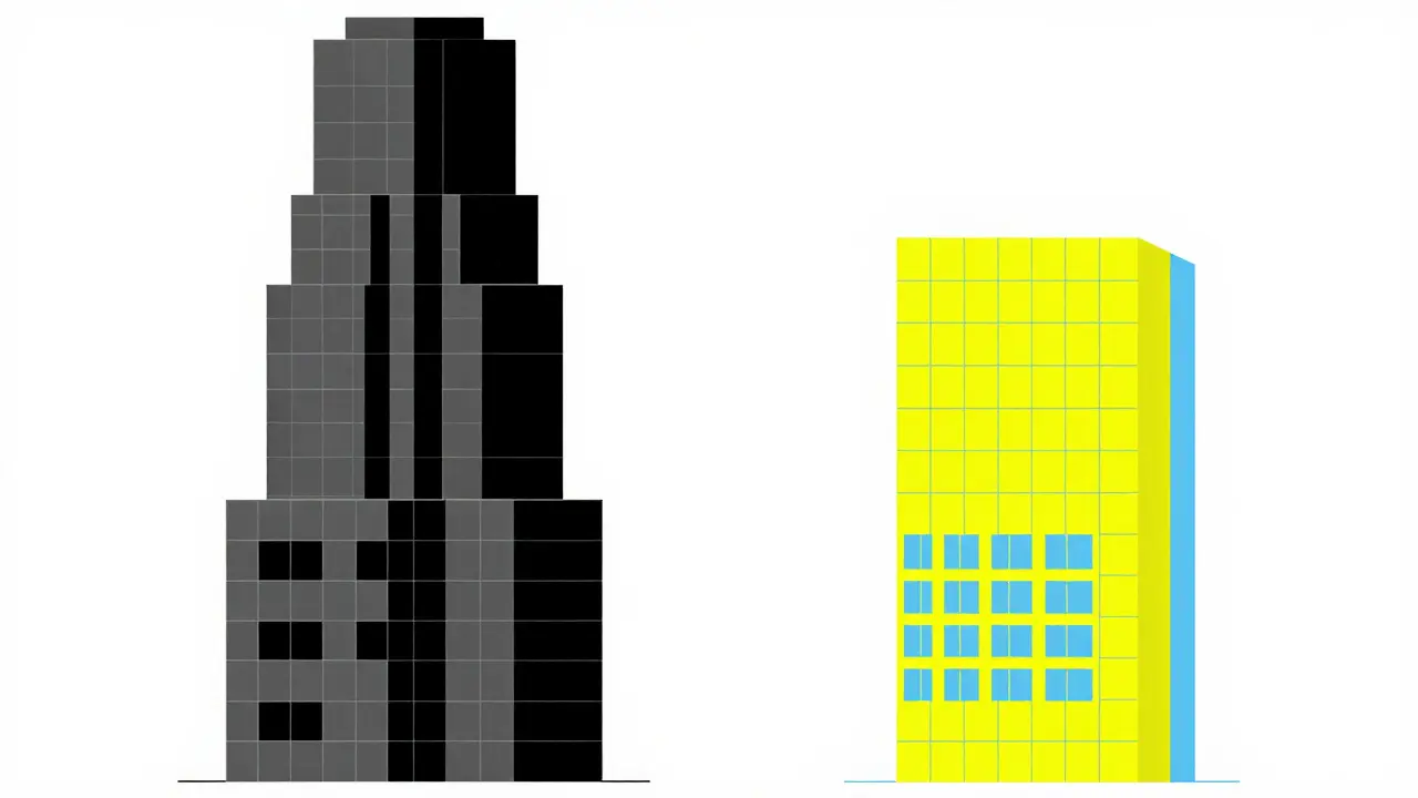 Comparaison stylisée entre médicament de marque et générique en style De Stijl