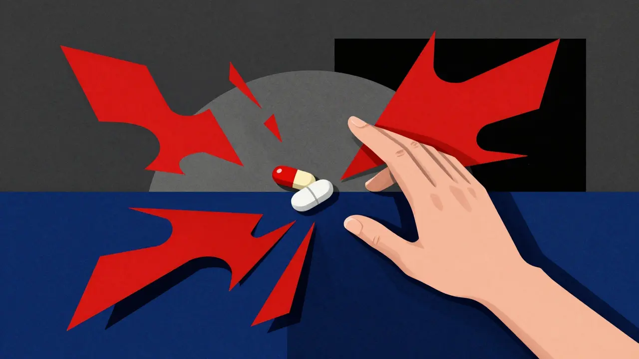 Formes géométriques chaotiques représentant les risques des pharmacies illégales