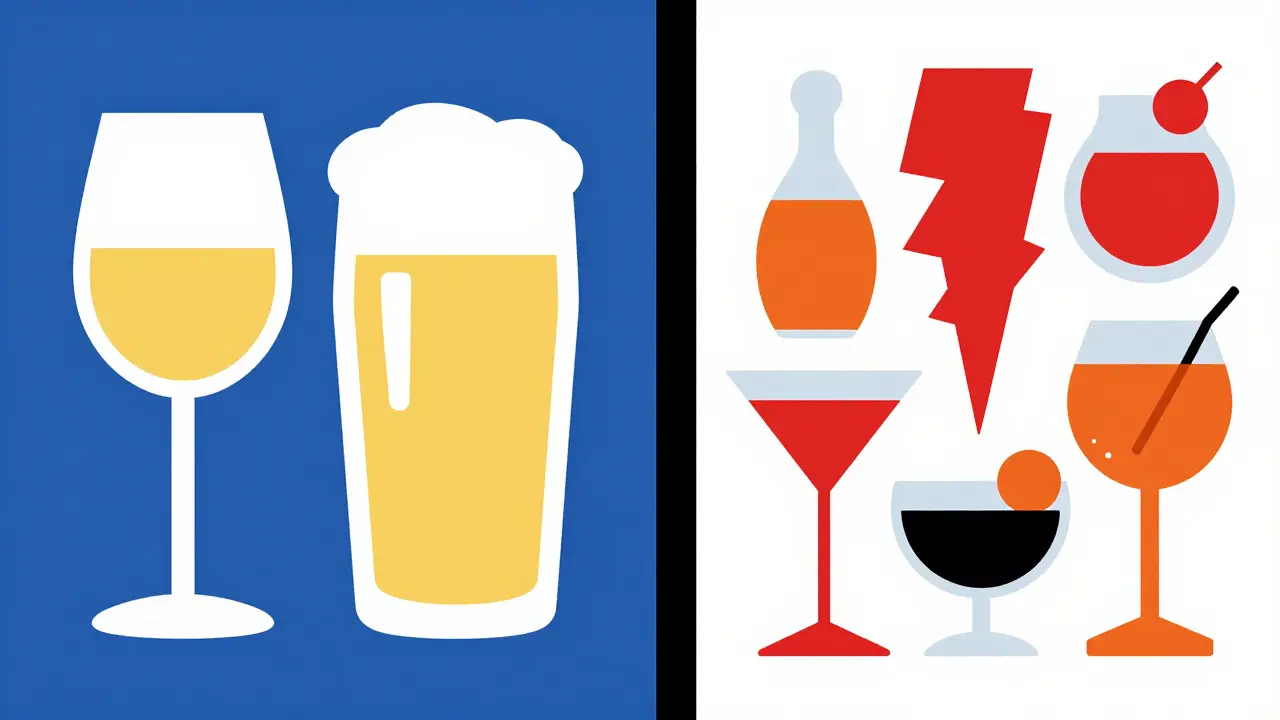 Contraste entre boissons sûres et sucrées en style De Stijl