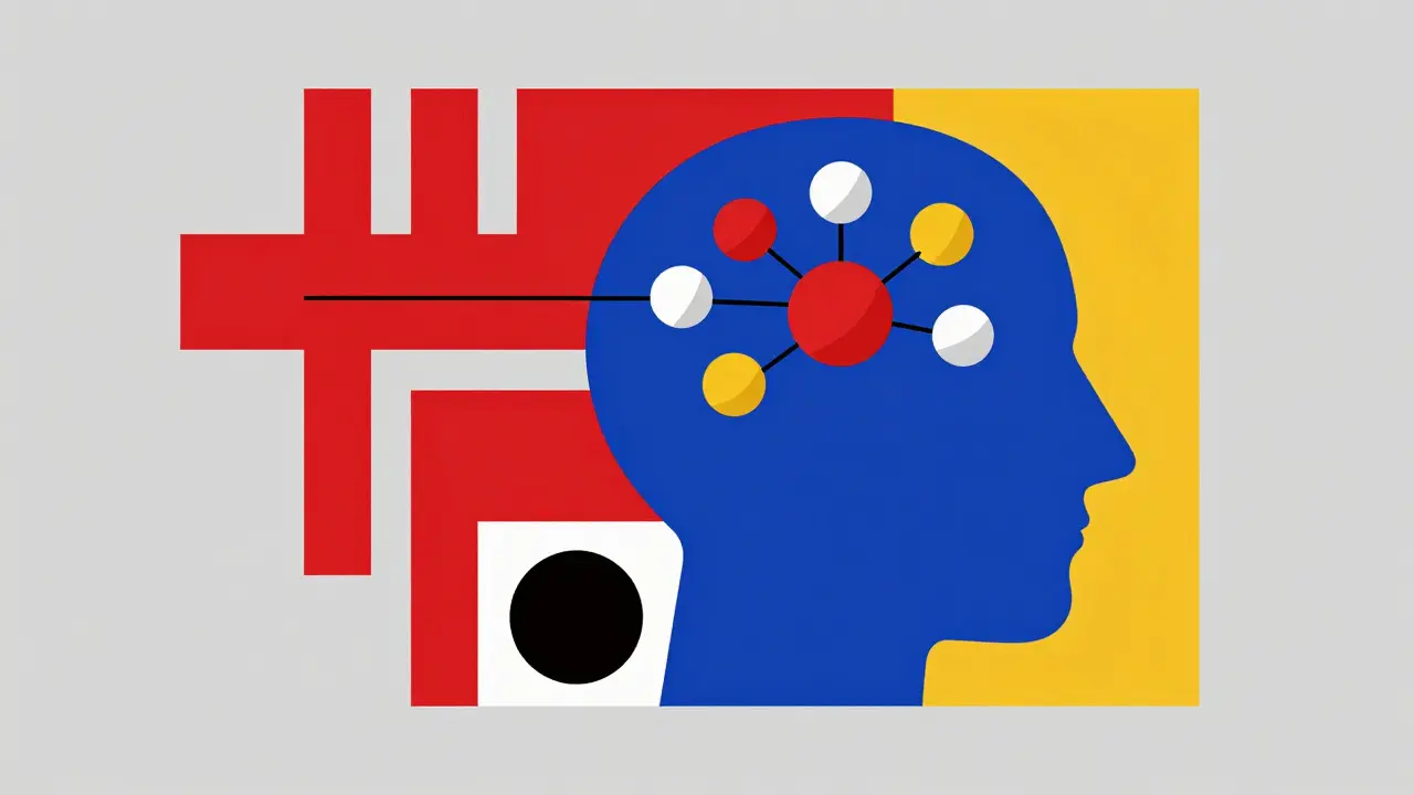 Tête abstraite avec molécules de dopamine et sommeil fragmenté